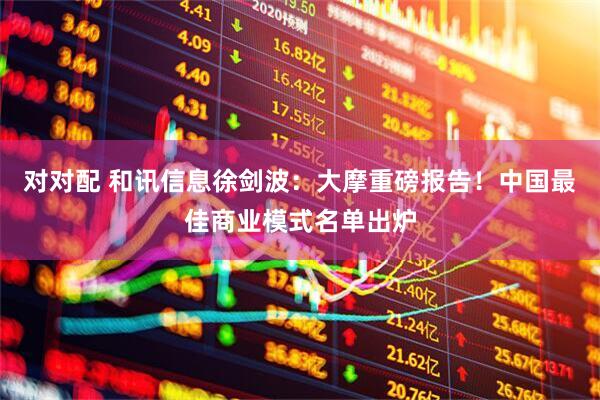 对对配 和讯信息徐剑波：大摩重磅报告！中国最佳商业模式名单出炉